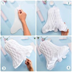 WILLBOND 5 Pieces Paper Wedding Bells White Hanging Big Heavy Honeycomb Bells