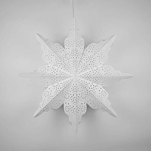 Quasimoon 29 Inch Bright White Holiday Moroccan Snowflake Paper Star Lantern,…