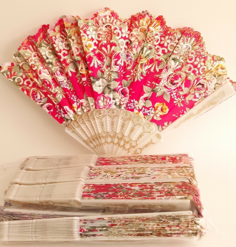 Party Supplies: Floral Fans Decorative Functional Wedding Party Socialite Vtg