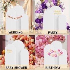 4ft,5ft,6ft Set of 3 Arch Backdrop Cover(No Stand) | Round 4FT-5FT-6FT White