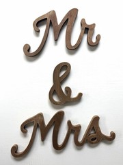 Wood Mr & Mrs Letter Table Decoration Set Brown Reusable Wedding Decor 6″ Rustic