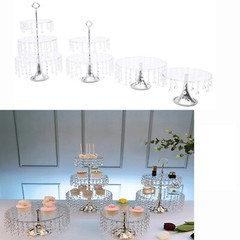 4-Piece Silver Round Cake Stand Set Detachable Metal Dessert Display