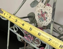Wedding Lantern Patina Metal Cage Candle Holder w/Roses Shabby Chic Cottage