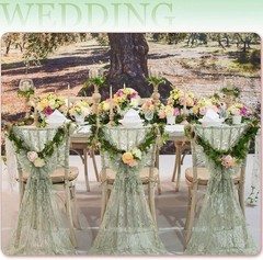 50 Pack Sage Green Lace Chair Sashes with Bows – Twine Your Wedding Elegance