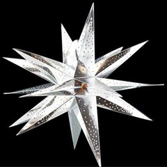 Quasimoon 24″ Moravian Glossy / Chrome Silver Multi-Point Paper Star Lantern …