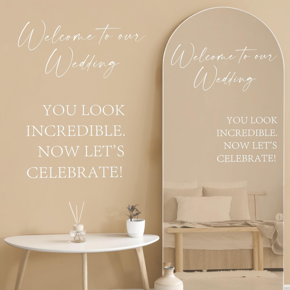 2 Pcs Welcome to Our Wedding Mirror Decal Vinyl Lettering Decal Sticker Remov…