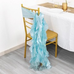 5 BLUE Curly Willow Chiffon Satin CHAIR SASHES Party Event Decorations Supplies