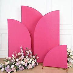 4 Matte FUCHSIA Fitted Spandex Half Moon Wedding Arch Backdrop STAND COVERS