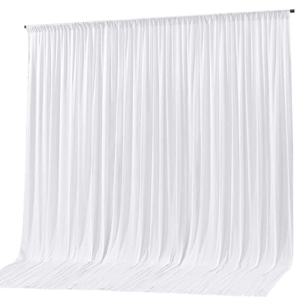 White Backdrop Curtain 10x10ft – Wrinkle Free Polyester Photo Curtain Backdro…