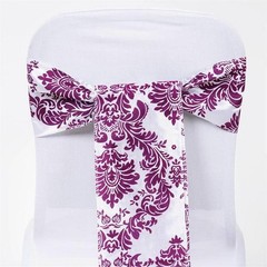 125 pcs Damask Flocking CHAIR SASHES Bows Ties Wedding PARTY Reception Linens