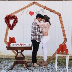 7FT Wooden Wedding Arch Rustic Heptagon Backdrop Stand for Ceremony Party Decor