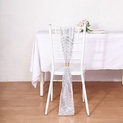 5 SILVER Tulle CHAIR SASHES Sequins Geometric Pattern Party Events Decorations