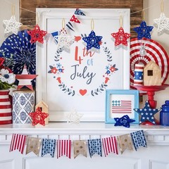 18pcs 4th of July Patriotic Star Rattan Decoration, Red Blue White Stars for …