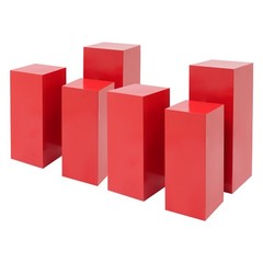 6* Red Display Pedestal Stands Cuboid Cake Flower Decor Display Holder Load 50kg