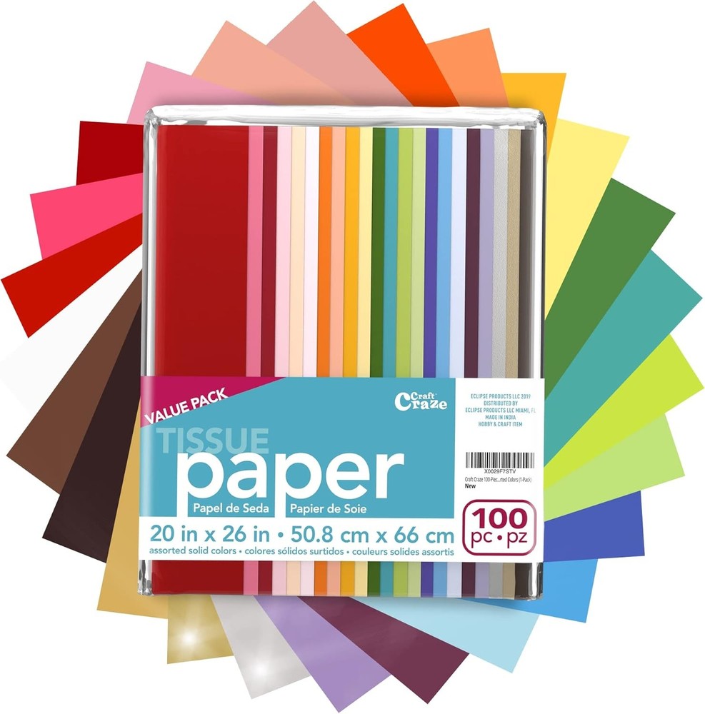 Craft Craze 100 Sheets (20″ x 26″) 25 Assorted Colors 1 Pack,