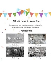 24 SILVER Square Sequin Shimmer Wall Photo Backdrop Panels Party Decorations GC1