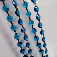 22Yards Peacock Blue Chain Crystal Octagonal beads Garland Chandelier Decoration