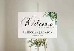 Custom Wedding Welcome Sign Green Flores Flower Outdoor Indoor Sign For Gift