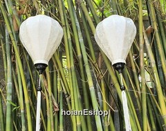 Set 8 Ivory White Silk Lanterns Wedding Bamboo Lantern Garden Restaurant deccor
