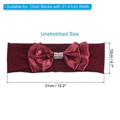 10Pcs 12″x8″ Chair Sash Bow Spandex Stretch Chair Cover Band Sashes Burgundy
