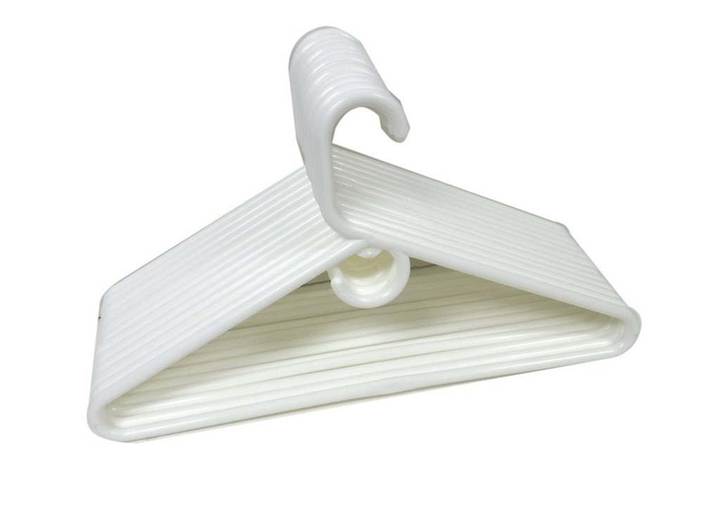 12PC White Color Heavy Duty Tubular Hangers White Jumbo Plastic Adult Cloth C…