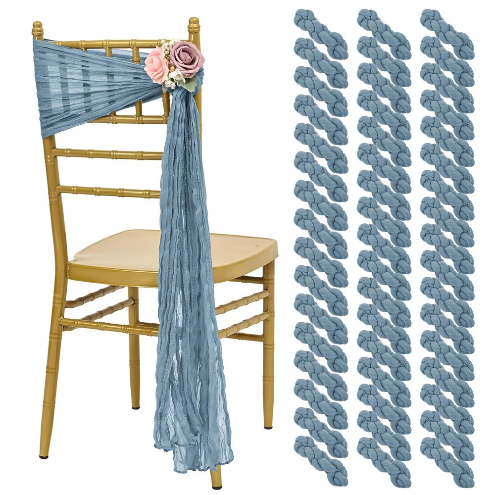 50 PCS Cheesecloth Chair Sashes, Bows Designed ChairSashes, 15.7×108 inch Cha…