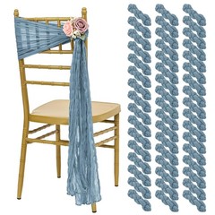 50 PCS Cheesecloth Chair Sashes, Bows Designed ChairSashes, 15.7×108 inch Cha…