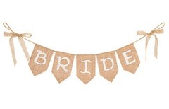 David Tutera Pre-printed BURLAP BANNER BRIDE & GROOM Pennant WEDDING DECOR NEW