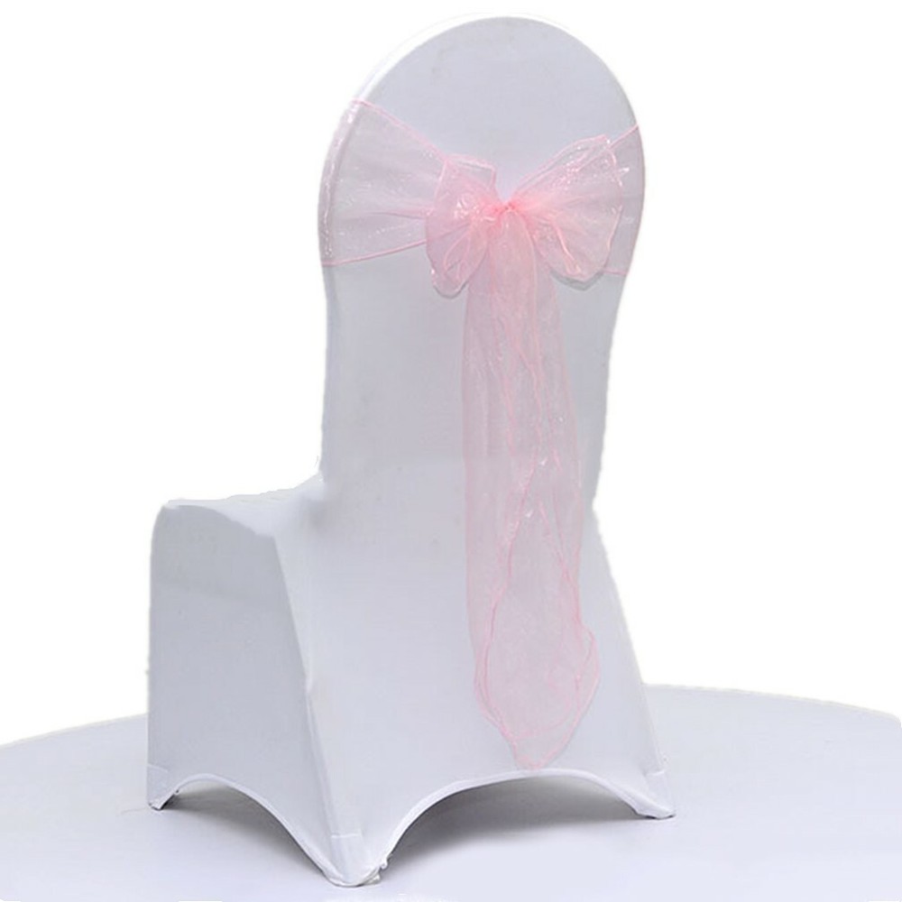 Pink organza chair sashes chair ties bow Chair ribbon wedding anniversary decor