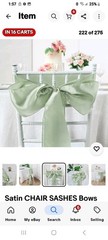 100 Pieces Sage Green Satin Chair Sashes for Wedding Reception Party Hotel Home