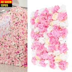 12 Pc Silk Rose Wall Panels 24 × 16 in Wedding Backdrop Dark Pink Champagne