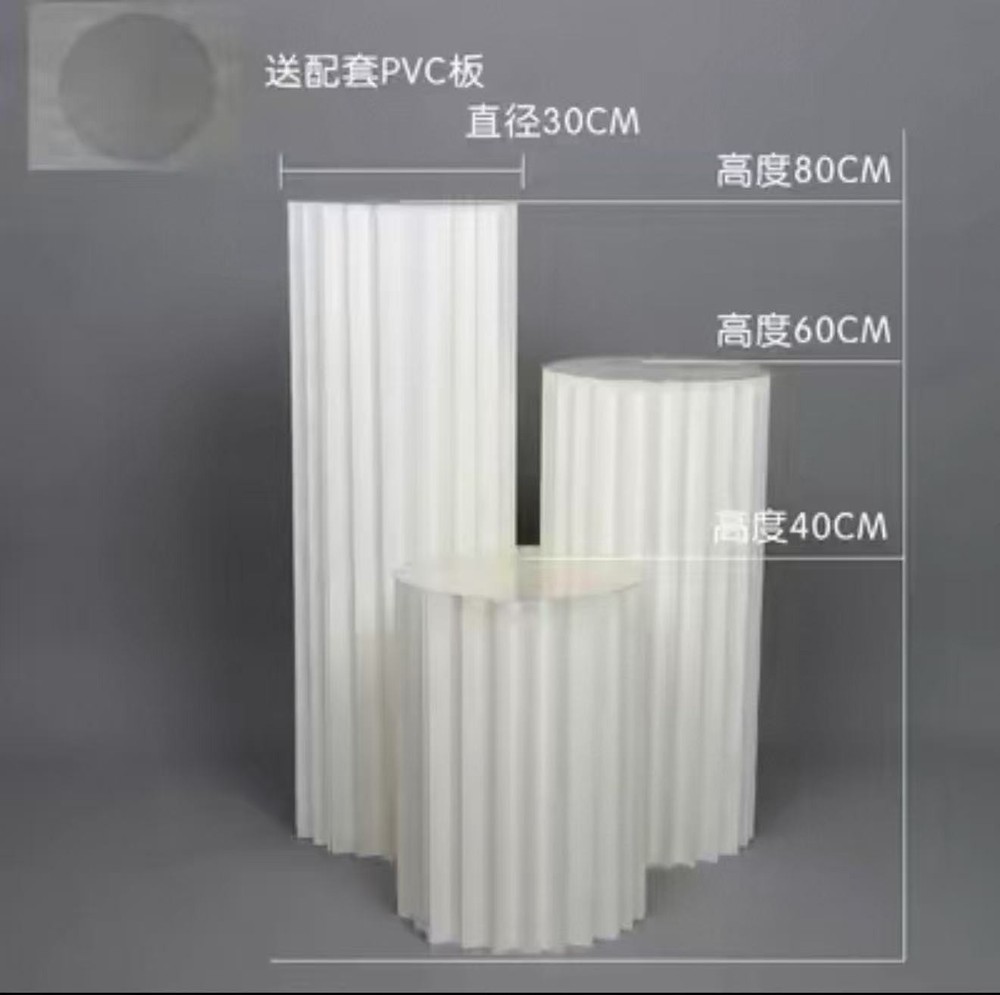 3-Piece Round Cylinder Pedestal Display Stand Set White Wedding Party Dessert Ta