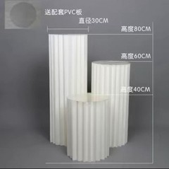 3-Piece Round Cylinder Pedestal Display Stand Set White Wedding Party Dessert Ta