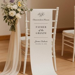 Floral Fabric Reserved In Loving Memory Wedding Seat Banner