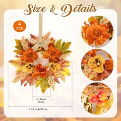 6 Pcs Artificial Forsythia Hanging Flower Wreaths Mini Spring Summer Floral S…