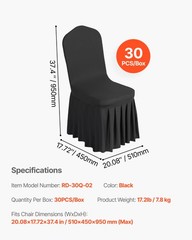 VEVOR 30PCS Black Stretch Spandex Folding Chair Covers for Wedding Party Dining