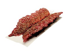12PC 4″ Burgundy + Gold Glitter Feather Butterfly Craft DIY Wedding Cake Topper