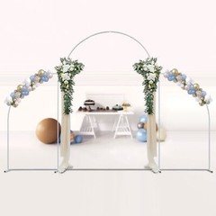 3 Pcs Wedding Backdrop Stand Balloon Metal Shelf For Outdoor Venue Decor White