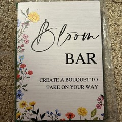 Flower Bar Sign with Stand and Hook, Floral Bridal Shower Decorations, Bloom Bar