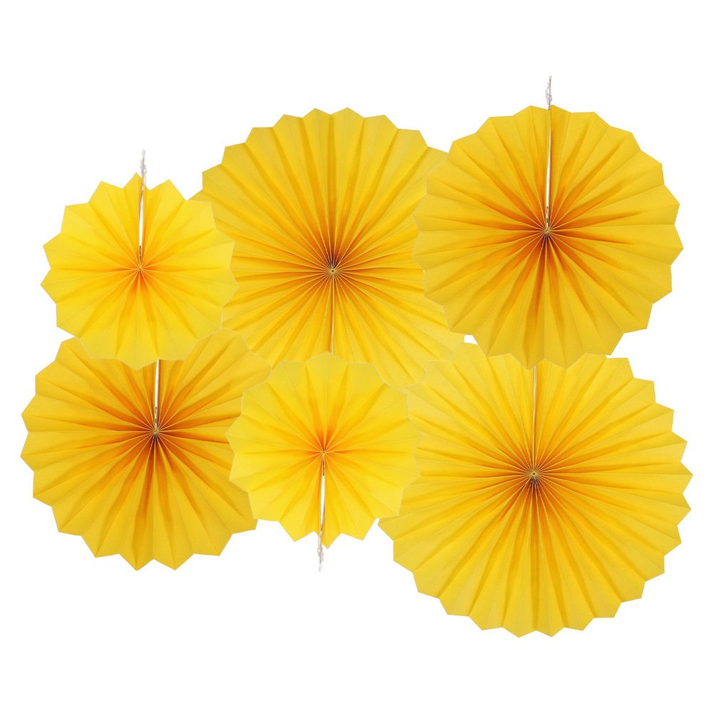 12Pcs Hanging Paper Fans Party Set Decoration for Home Birthday Wedding Yellow