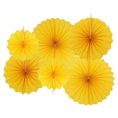 12Pcs Hanging Paper Fans Party Set Decoration for Home Birthday Wedding Yellow