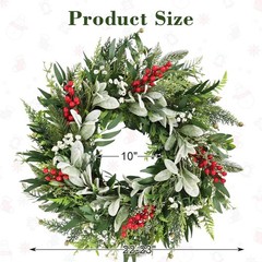 22″ Realistic Christmas Wreath with Red Berries, Winter Eucalyptus Artificial…