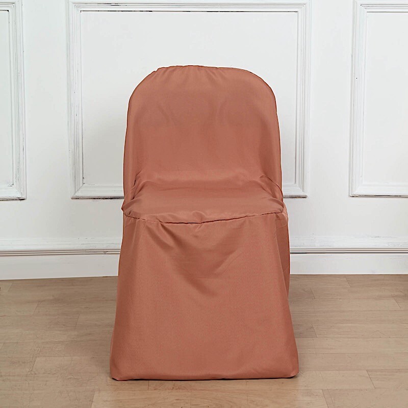 6 Terracotta Polyester FOLDING CHAIR COVERS Wedding Banquet Reception
