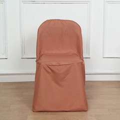 6 Terracotta Polyester FOLDING CHAIR COVERS Wedding Banquet Reception