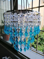 1PCS Assembled 50CM Hanger 22CM Centerpiece Frame w/Blue Pendant Acrylic Beads