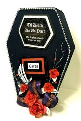 Halloween Wedding card box,coffin,orange,gothic,fabric,custom,personalized,navy