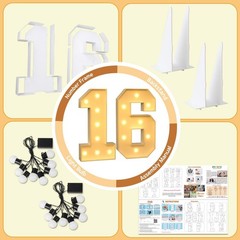 imprsv 3FT Marquee Light Up Numbers, Marquee Numbers 16th Birthday Decoration…