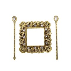 2 Gold 6″ Square Plastic CURTAIN TIE Backs Baroque Design Acrylic Crystals Party