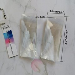 12pcs 75mm 1 Hole Faceted Rectangle Crystal Spacer Pendant Lamp Prism Chandelier
