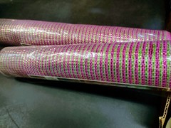 2 Rolls Deco Mesh 21″ Genuine Craig Bachman 30Ft, Metallic Hot Pink & Lime Green